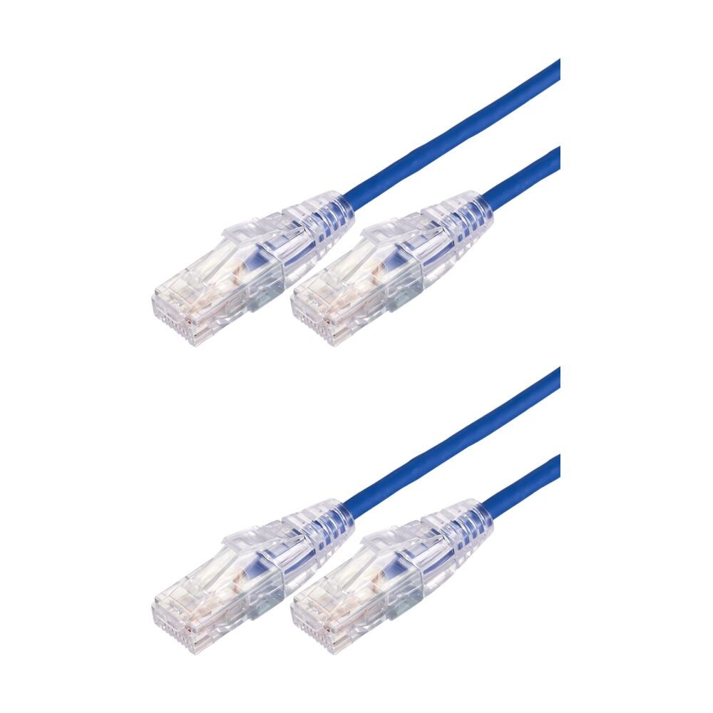 2PK Comsol Ultra Thin Cat 6A UTP Snagless Patch Cable LSZH 7.5 Metres Blue