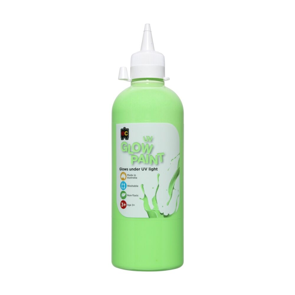 2PK Educational Colours UV Glow Fluorescent Acrylic Paint Green 500ml 3y+