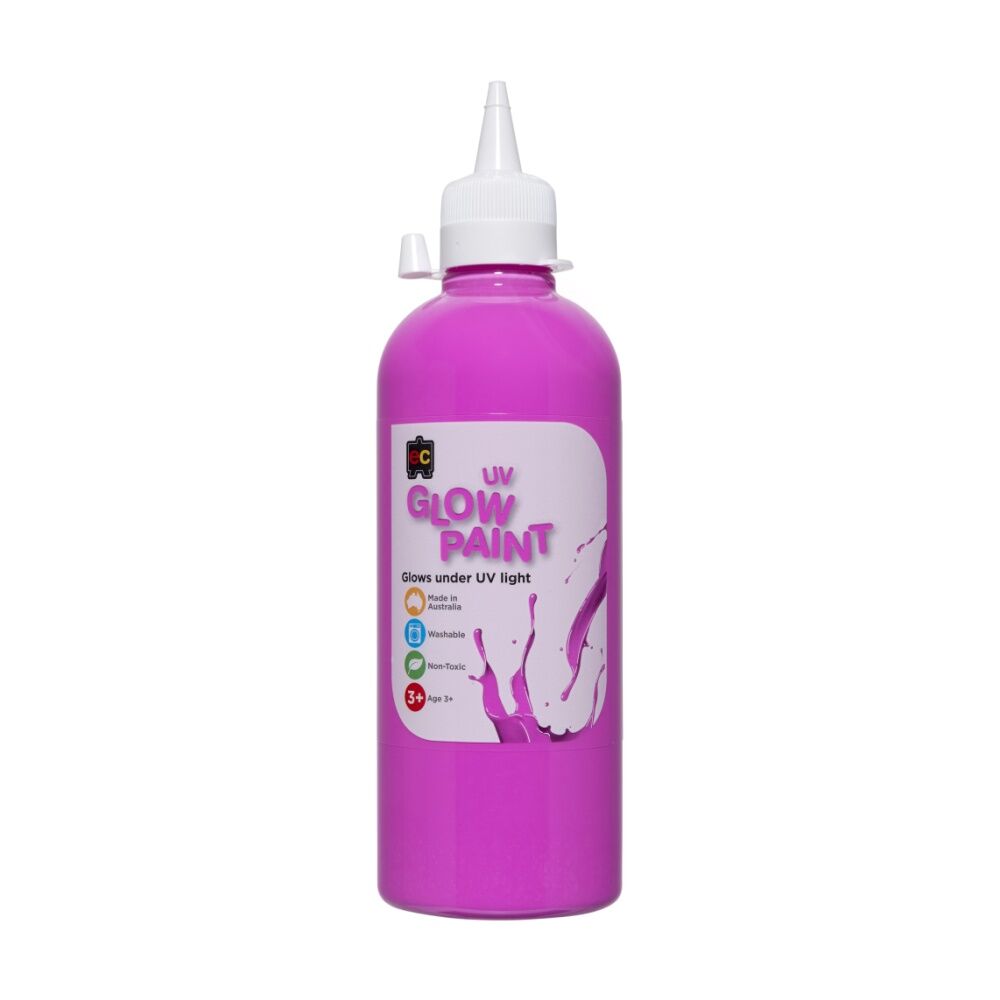 2PK Educational Colours UV Glow Fluorescent Acrylic Paint Magenta 500ml 3y+