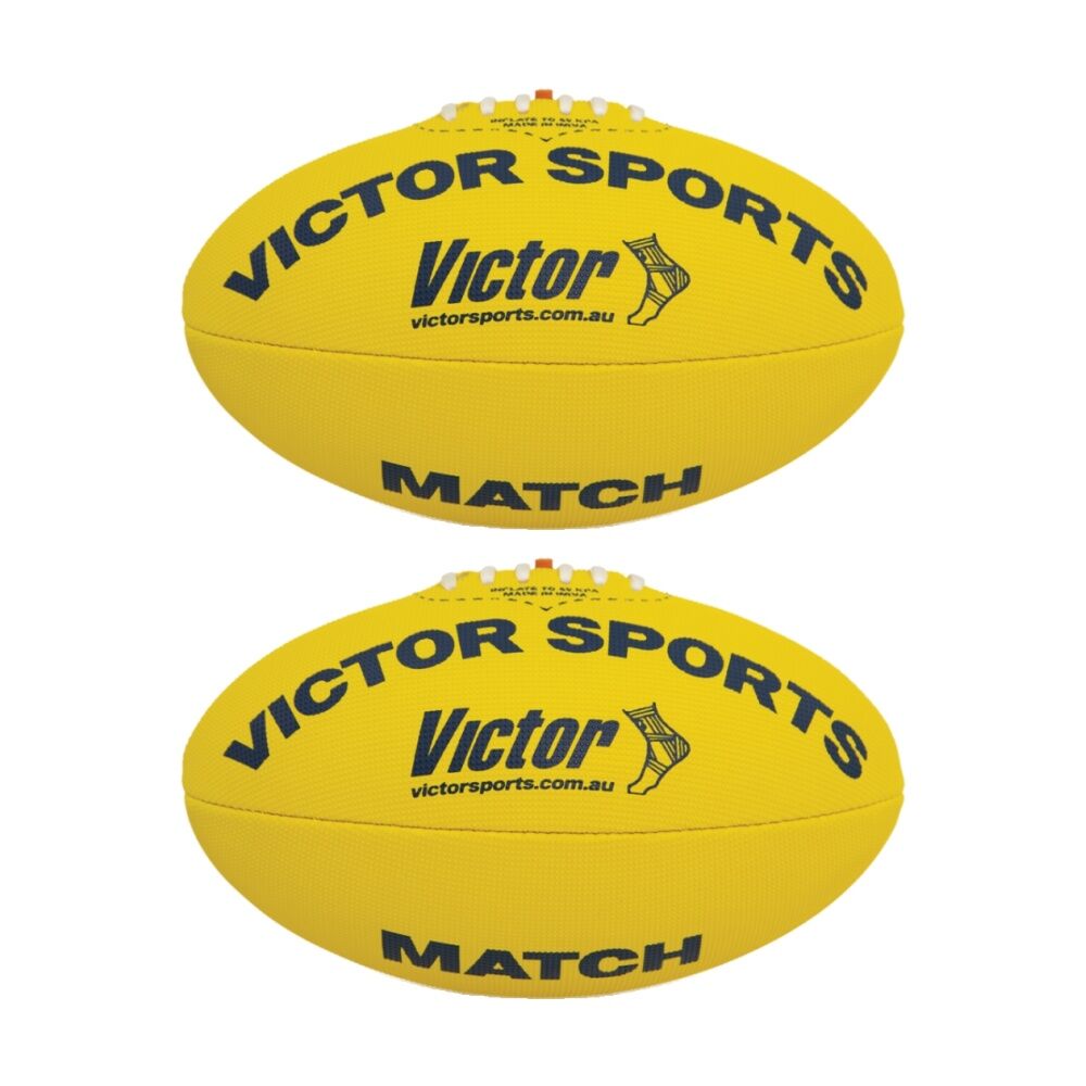 2PK Victor Sports Synthetic Football Durable AFL Ball Yellow Size 3