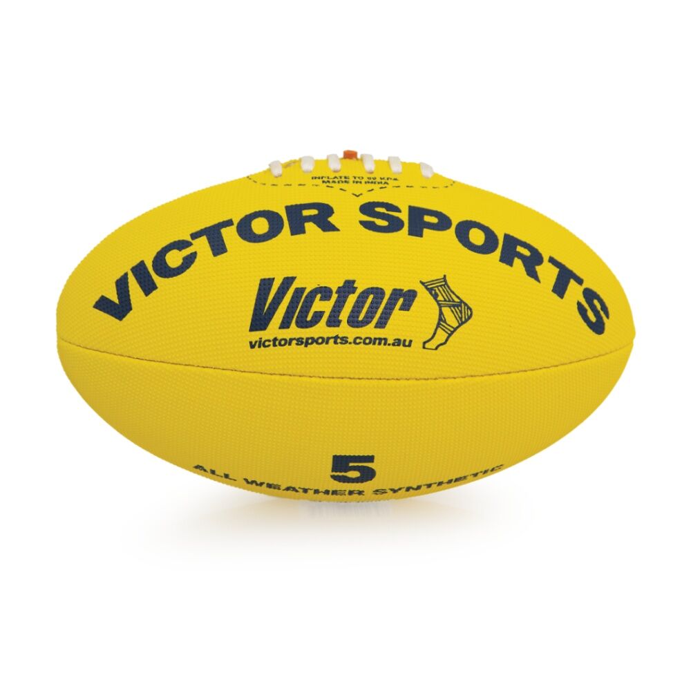 2PK Victor Sports Synthetic Football Durable AFL Ball Yellow Size 5