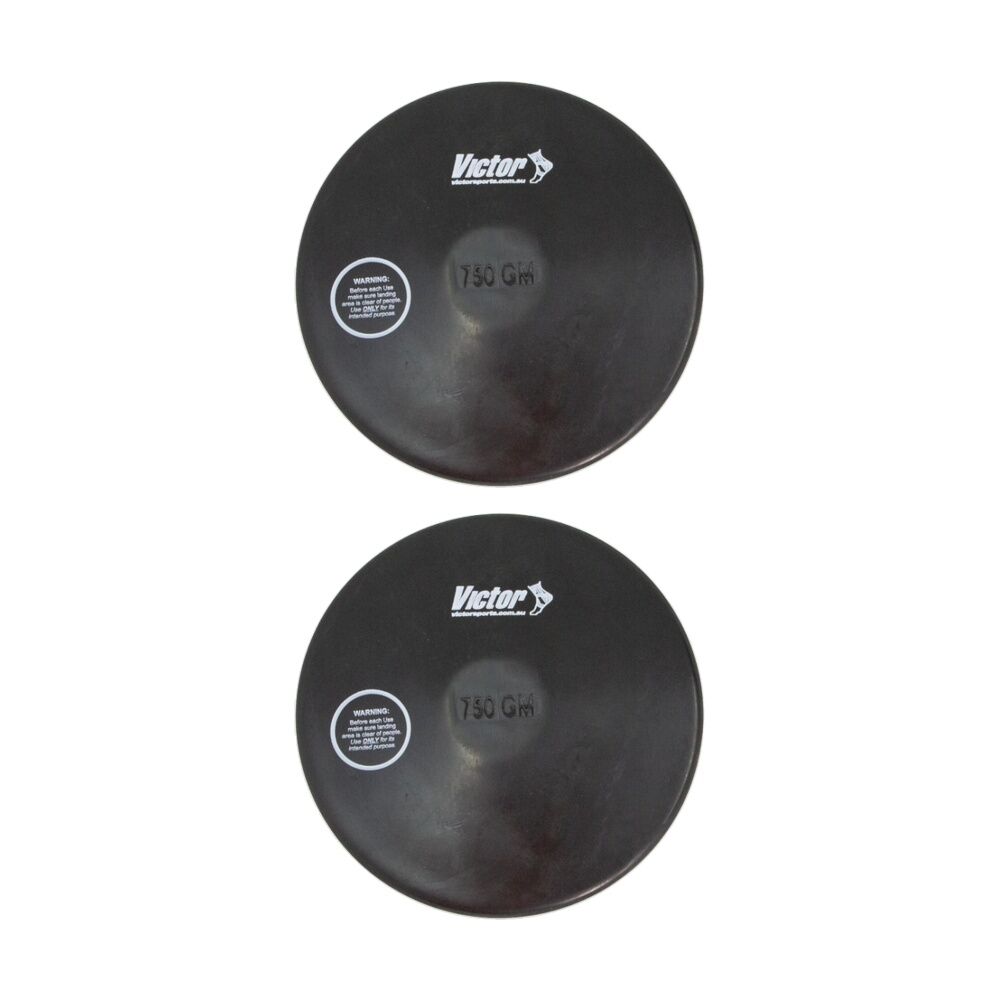 2PK Victor Sports Rubber Discus Durable Training Beginner Black 750g