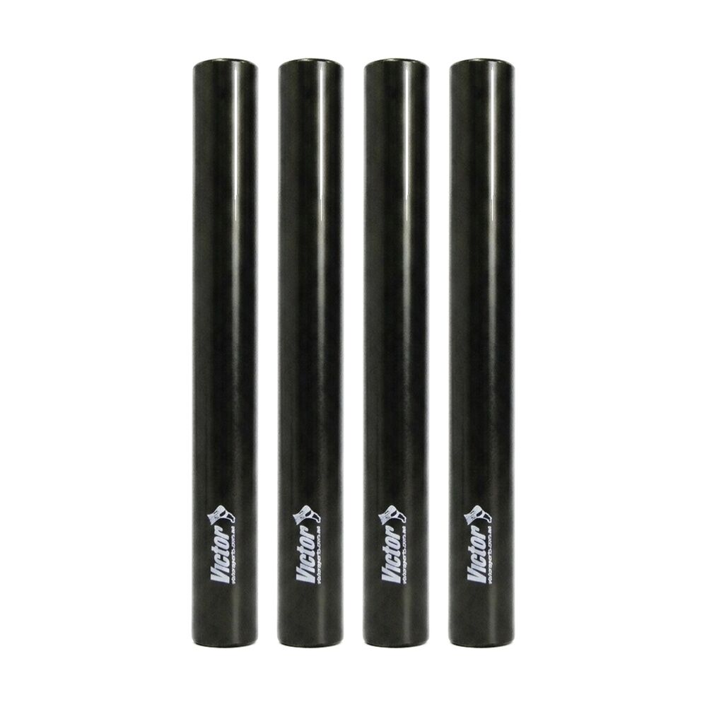 4PK Victor Sports Aluminium Relay Baton Lightweight Smooth Ends Black Junior