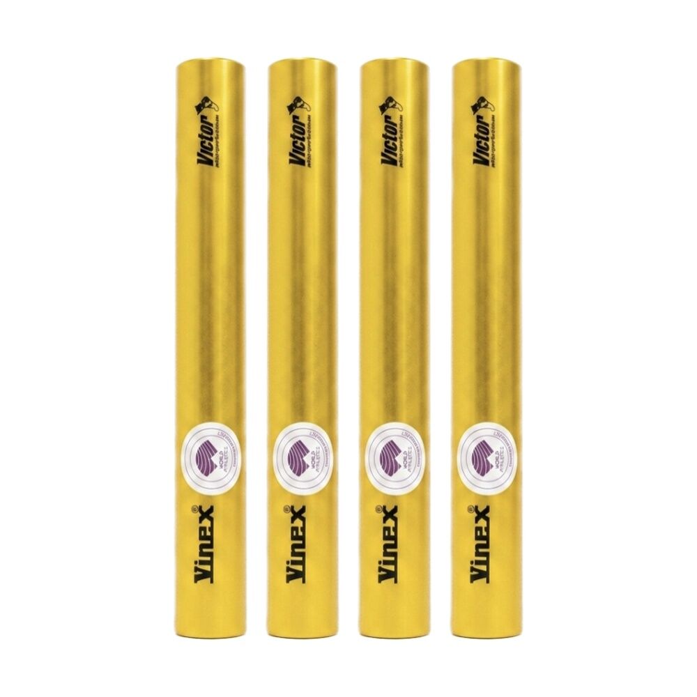 4PK Victor Sports Aluminium Relay Baton Lightweight Smooth Ends Gold Senior