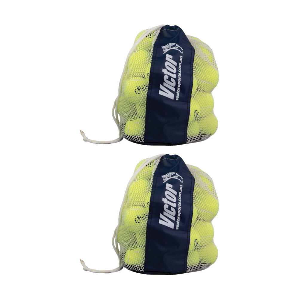 2PK Victor Sports Mesh Ball Bag Mini Holds 24 Tennis Balls W/ Drawstring Closing