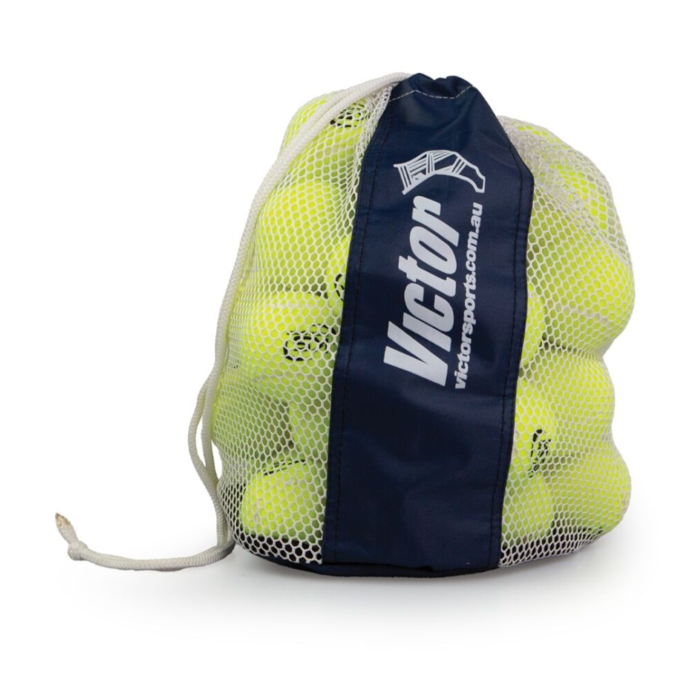 2PK Victor Sports Mesh Ball Bag Mini Holds 24 Tennis Balls W/ Drawstring Closing