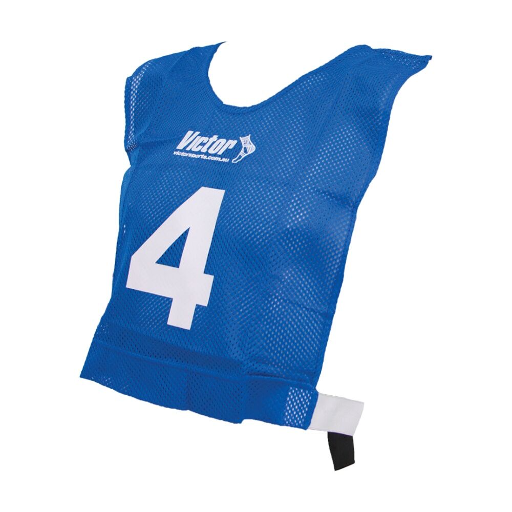 10pc Victor Sports Lightweight Numbered Bibs Basketball Set Blue Senior
