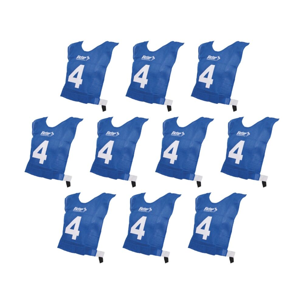 10pc Victor Sports Lightweight Numbered Bibs Basketball Set Blue Senior