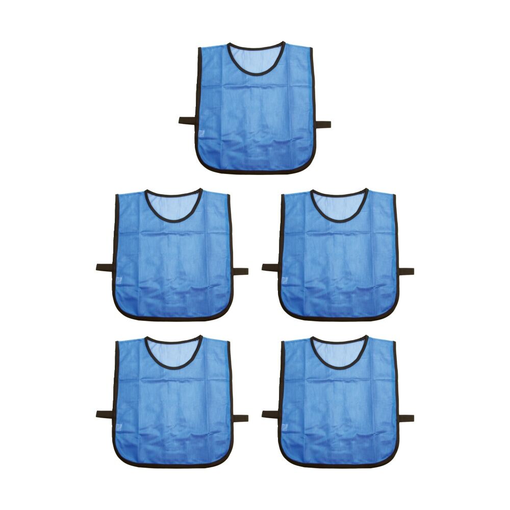 5PK Victor Sports Lightweight Fitness/Training Mesh Tab Bibs Blue Small