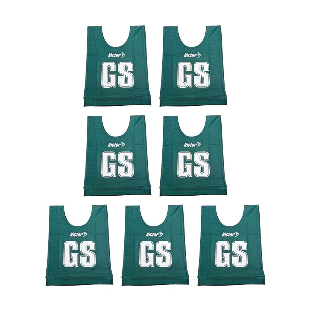 7pc Victor Sports Bibs Netball Junior Breathable Honeycomb Bottle Green