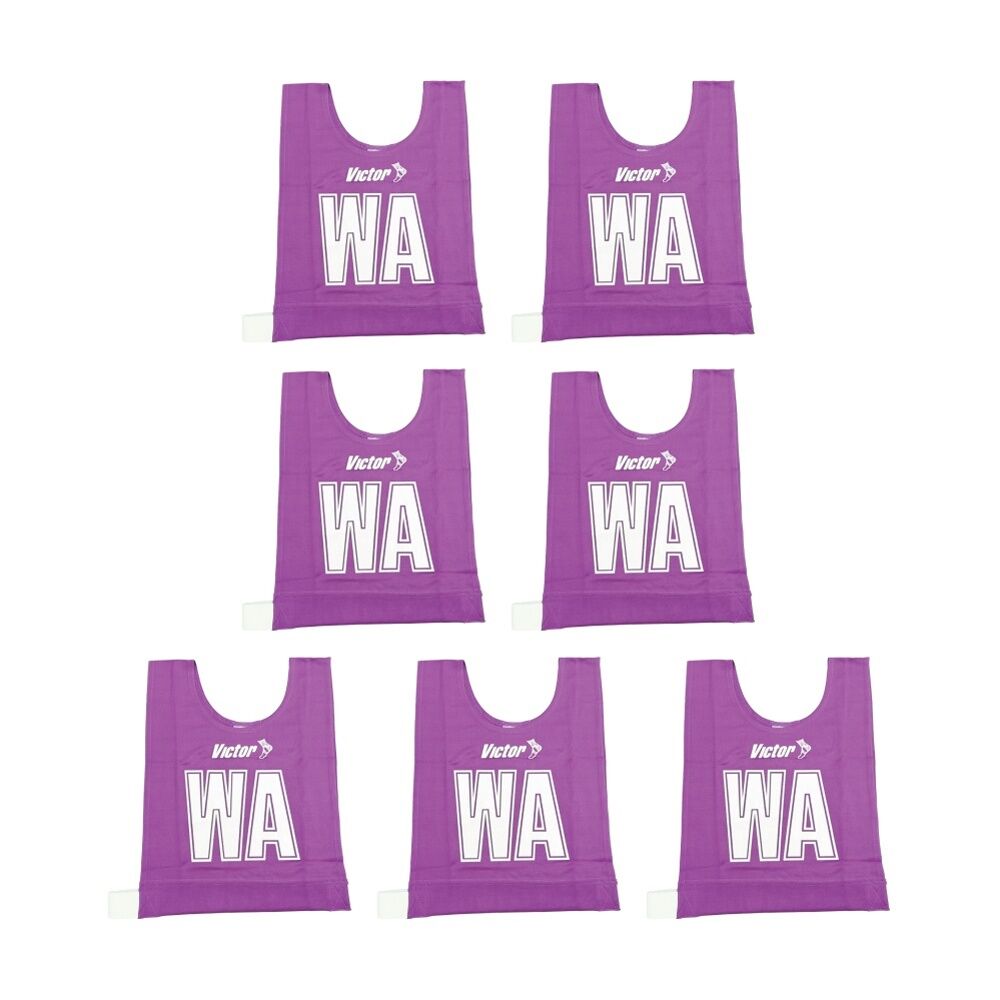 7pc Victor Sports Bibs Netball Senior Breathable Honeycomb Purple