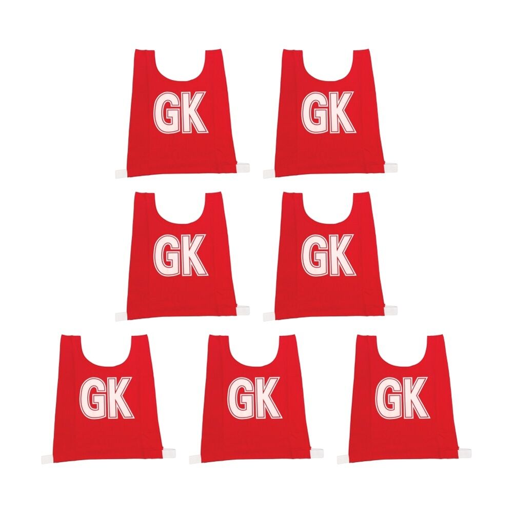 7pc Victor Sports Bibs Netball Senior Breathable Honeycomb Red