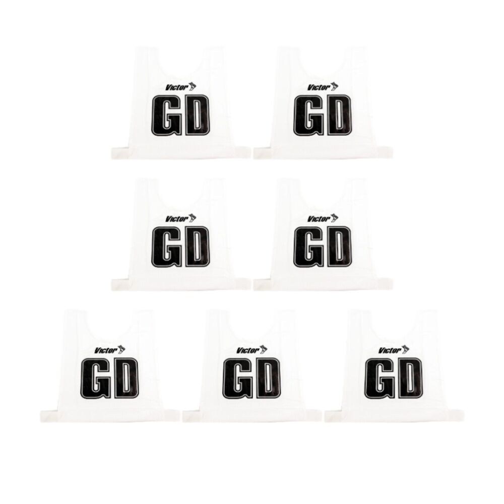 7pc Victor Sports Bibs Netball Senior Breathable Honeycomb White