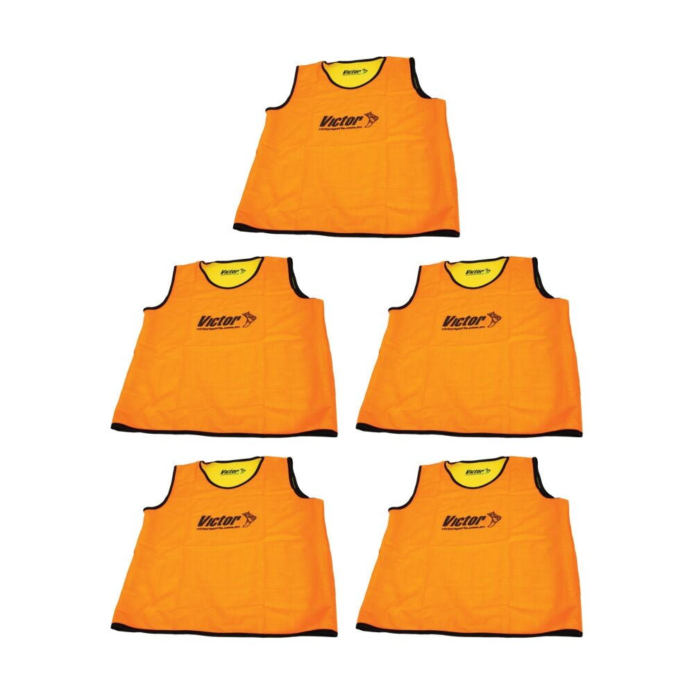 5PK Victor Sports Reversible Lightweight Fitness/Training Vest OR/YEL Junior