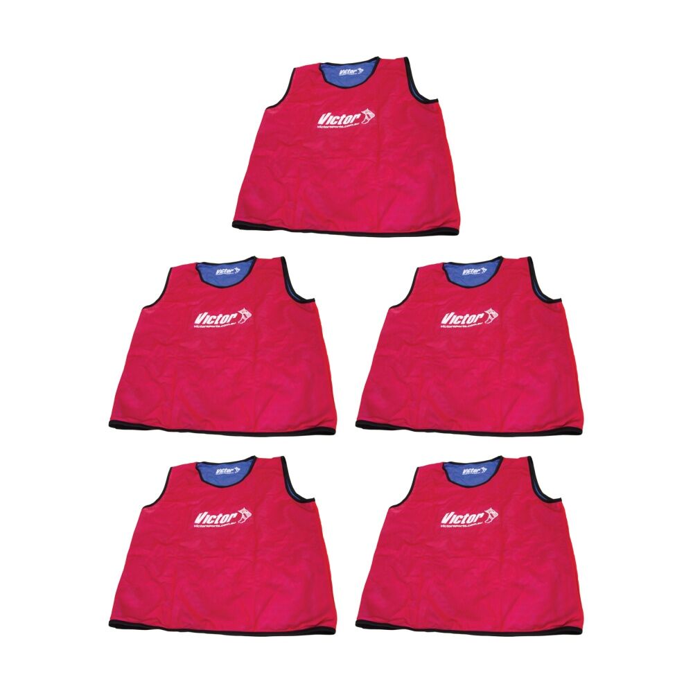 5PK Victor Sports Reversible Lightweight Fitness/Training Vest Red/Blue Senior
