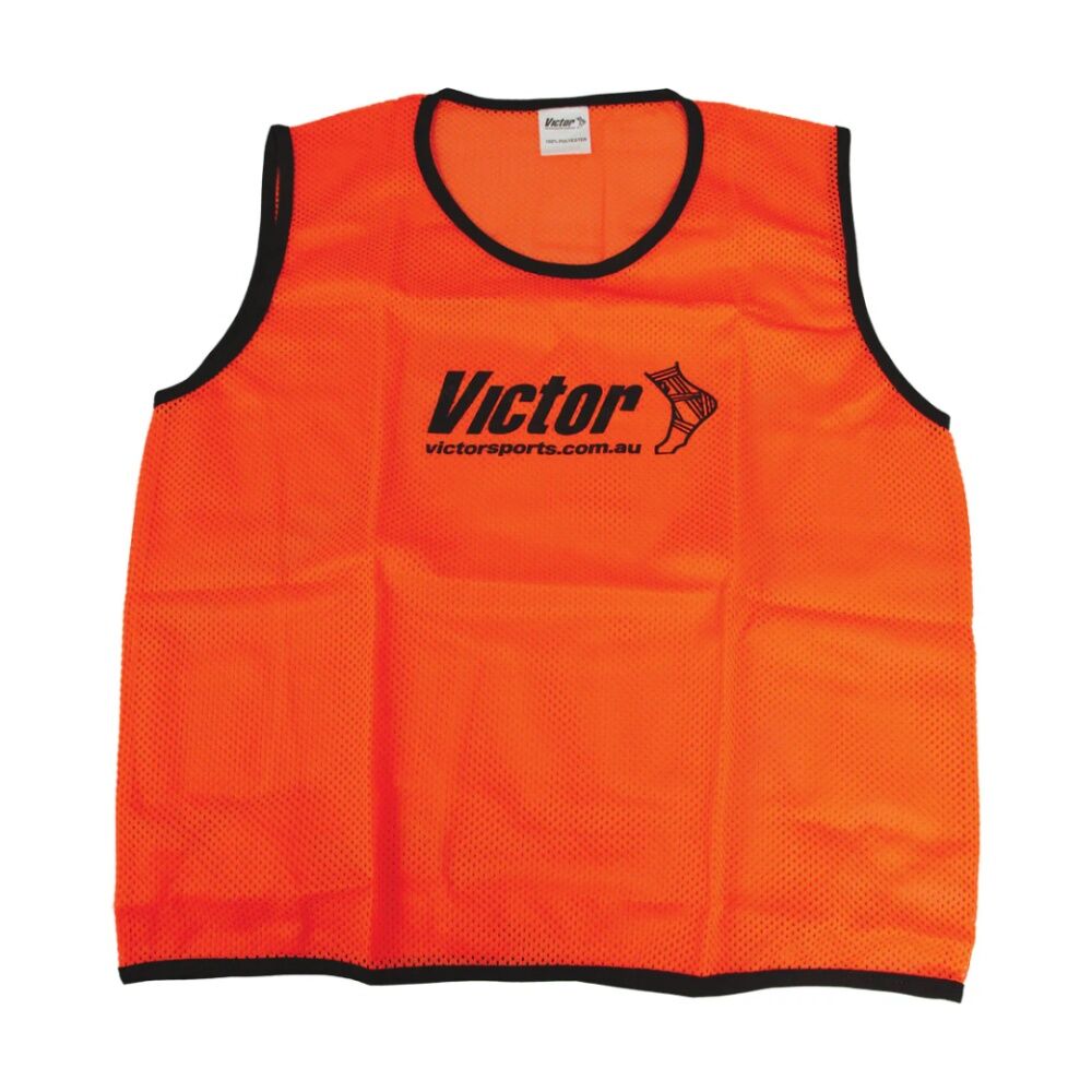 10PK Victor Sports Lightweight Mesh Fitness/Training Vest Orange X-Large