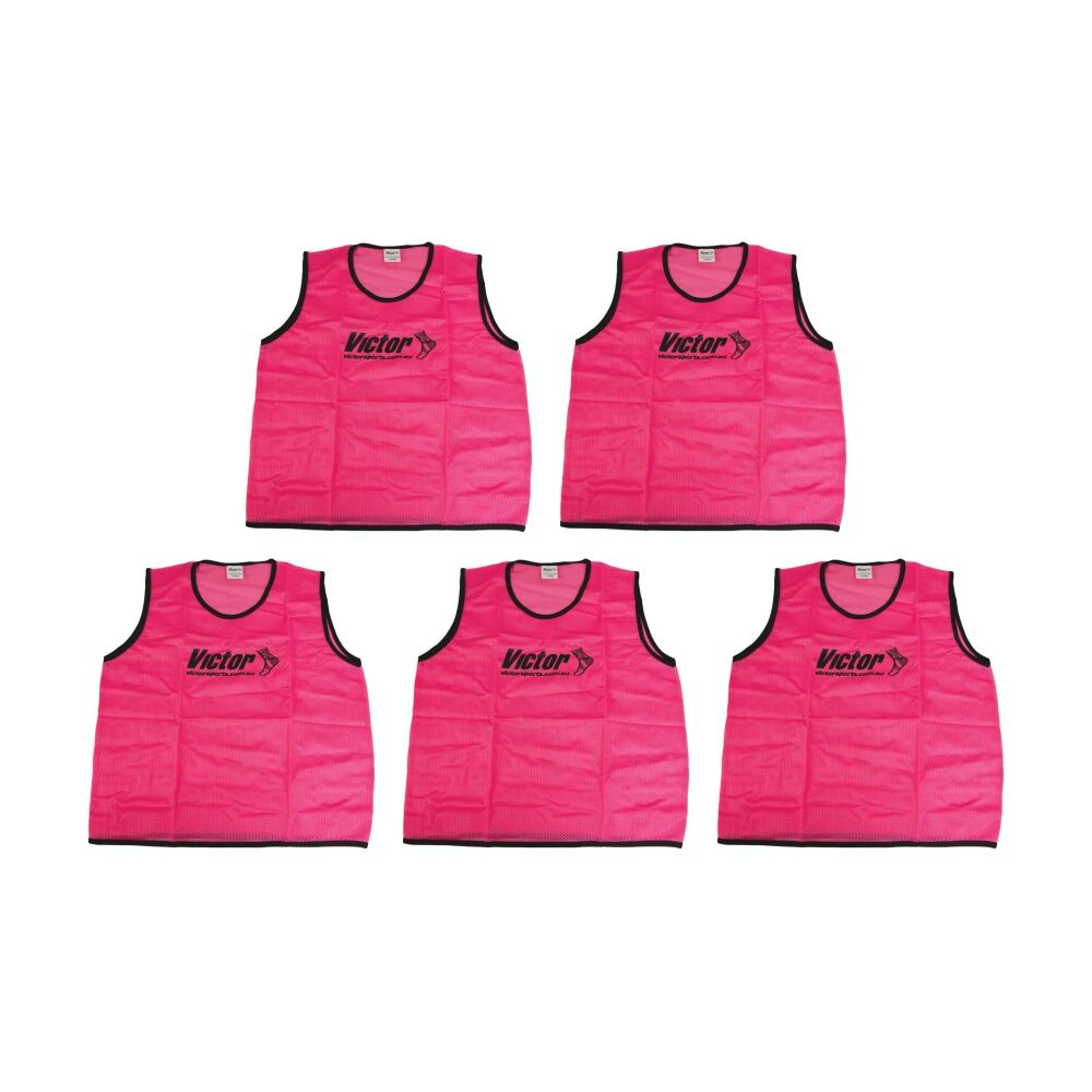 5PK Victor Sports Lightweight Mesh Fitness/Training Vest Pink Large