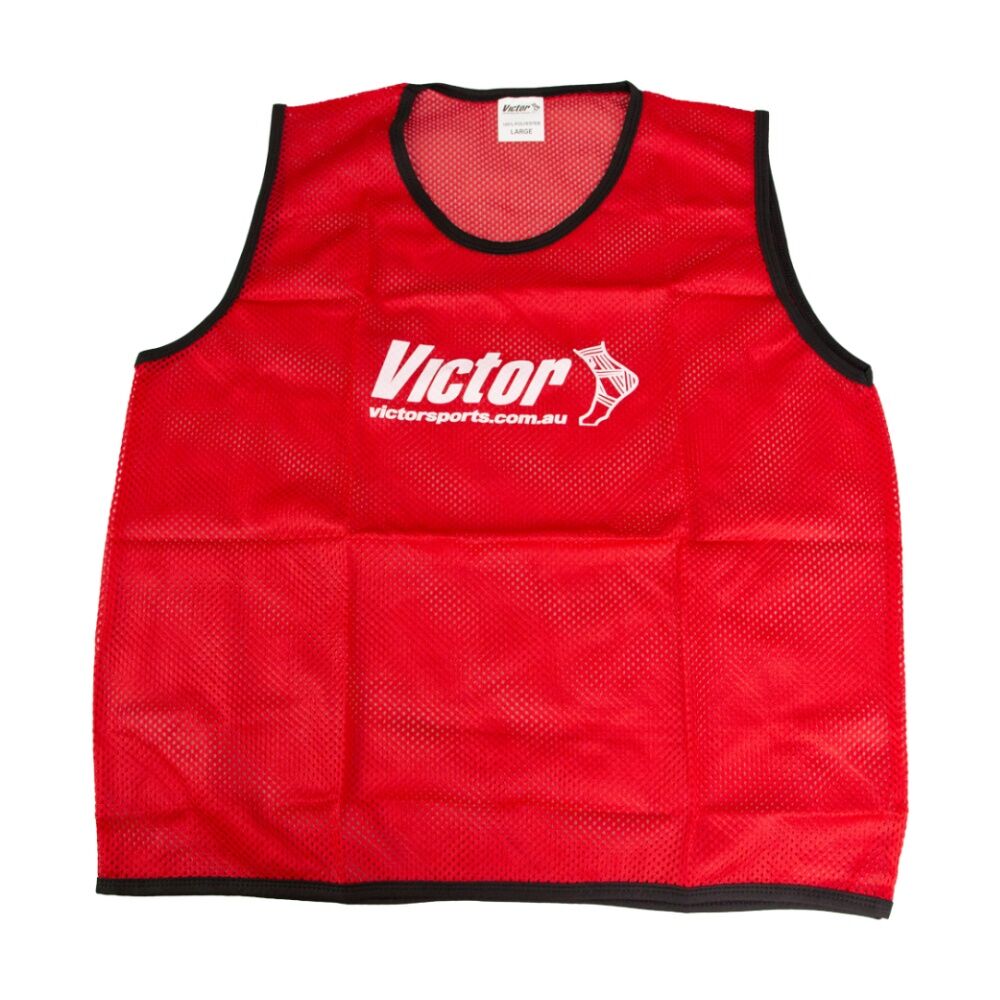 5PK Victor Sports Lightweight Mesh Fitness/Training Vest Red Large
