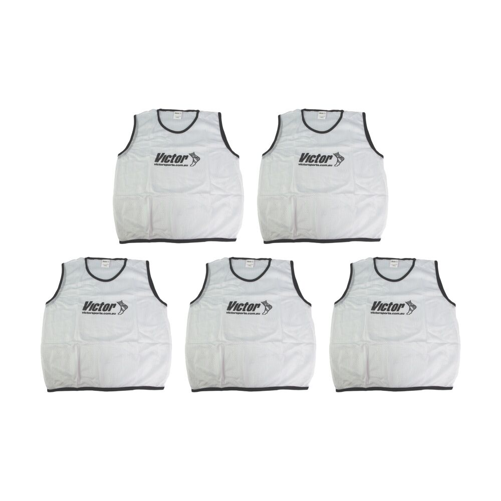 5PK Victor Sports Lightweight Mesh Fitness/Training Vest White Large