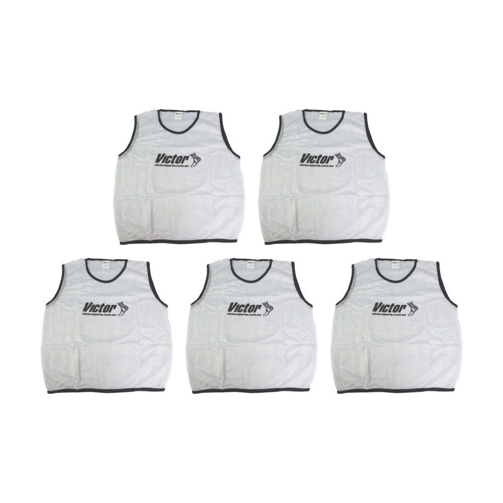 5PK Victor Sports Lightweight Mesh Fitness/Training Vest White X-Large