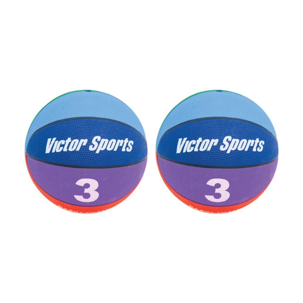2PK Victor Sports Heavy Duty Durable Rubber Basketball Multi Colour Size 3