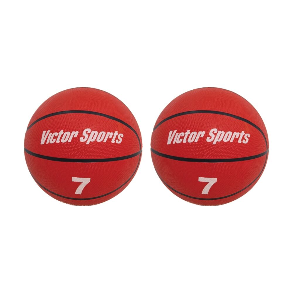 2PK Victor Sports Heavy Duty Durable Rubber Basketball Red Size 7