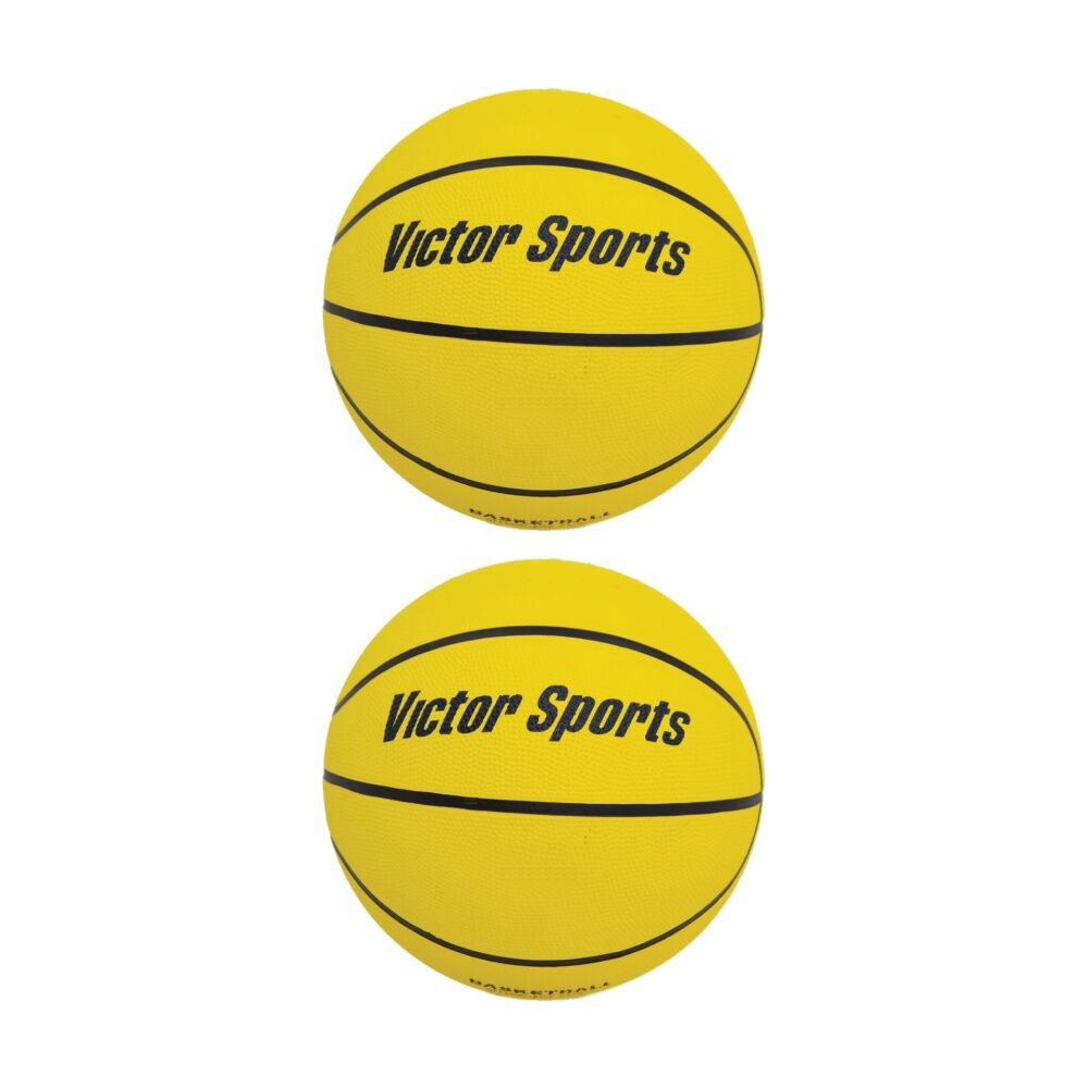 2PK Victor Sports Heavy Duty Durable Rubber Basketball Yellow Size 6