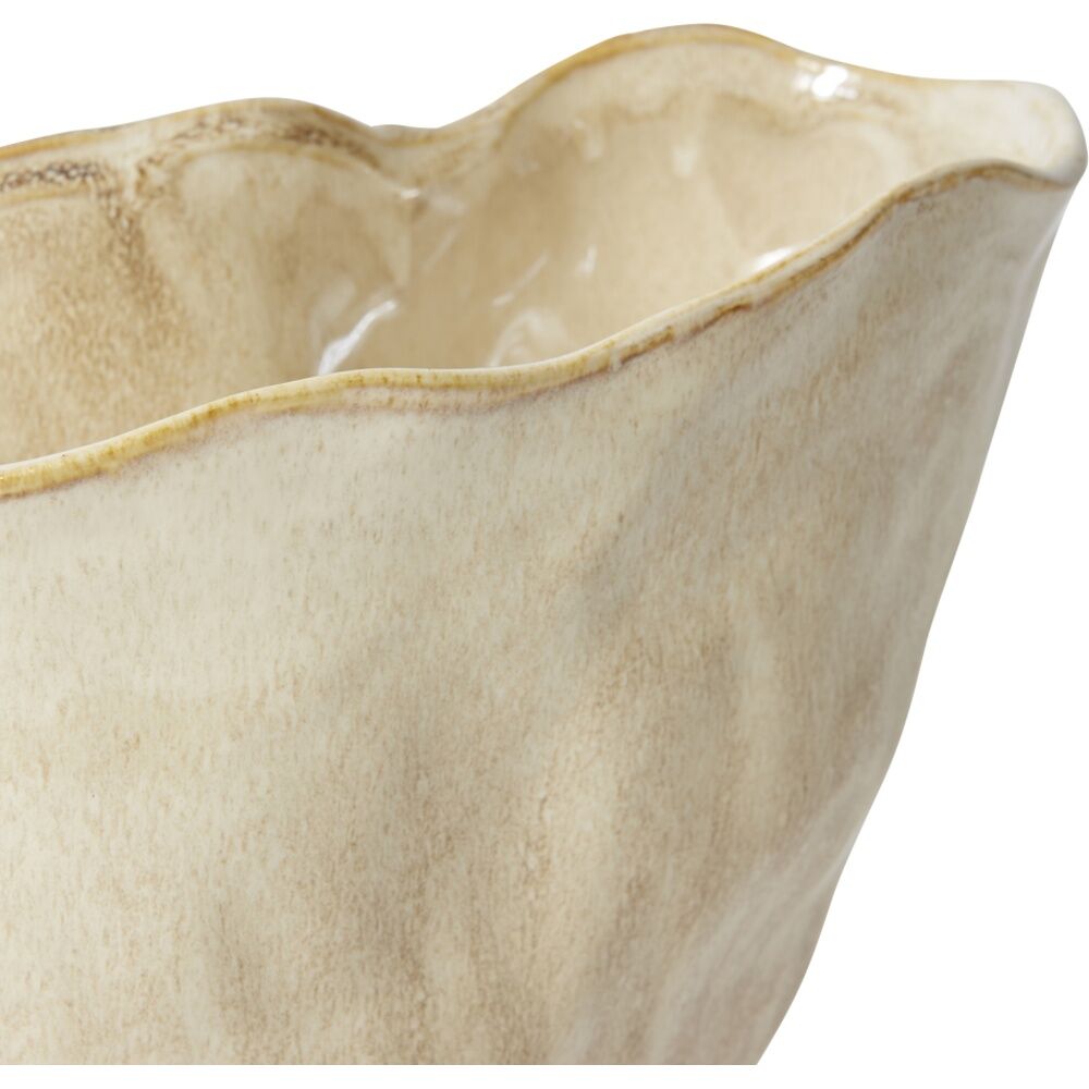 2PK E Style Wavy Rim Kerry Vase Ceramic Decorative Piece Beige 27x15x20cm