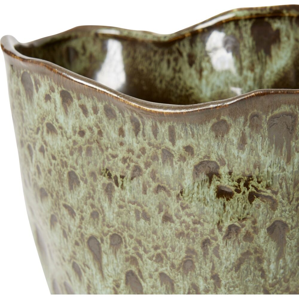 2PK E Style Wavy Rim Kerry Vase Ceramic Decorative Piece Green 27x15x20cm