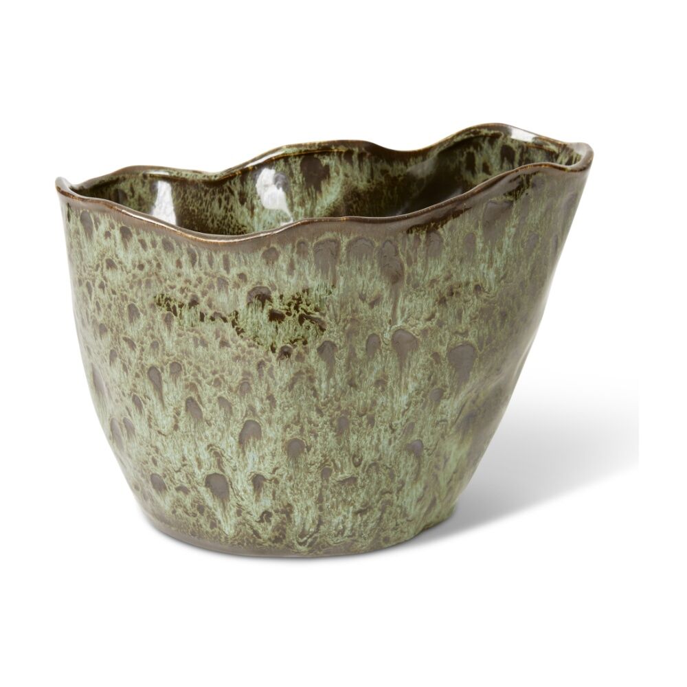 2PK E Style Wavy Rim Kerry Vase Ceramic Decorative Piece Green 27x15x20cm