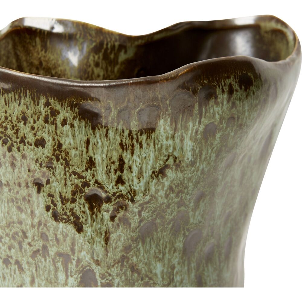 2PK E Style Wavy Rim Kerry Tall Vase Ceramic Decorative Piece Green 24x15x28cm