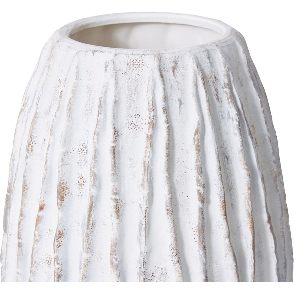 E Style Adelina Vase Ceramic Ribbed Texture Decor White/Brown 28x28x50cm