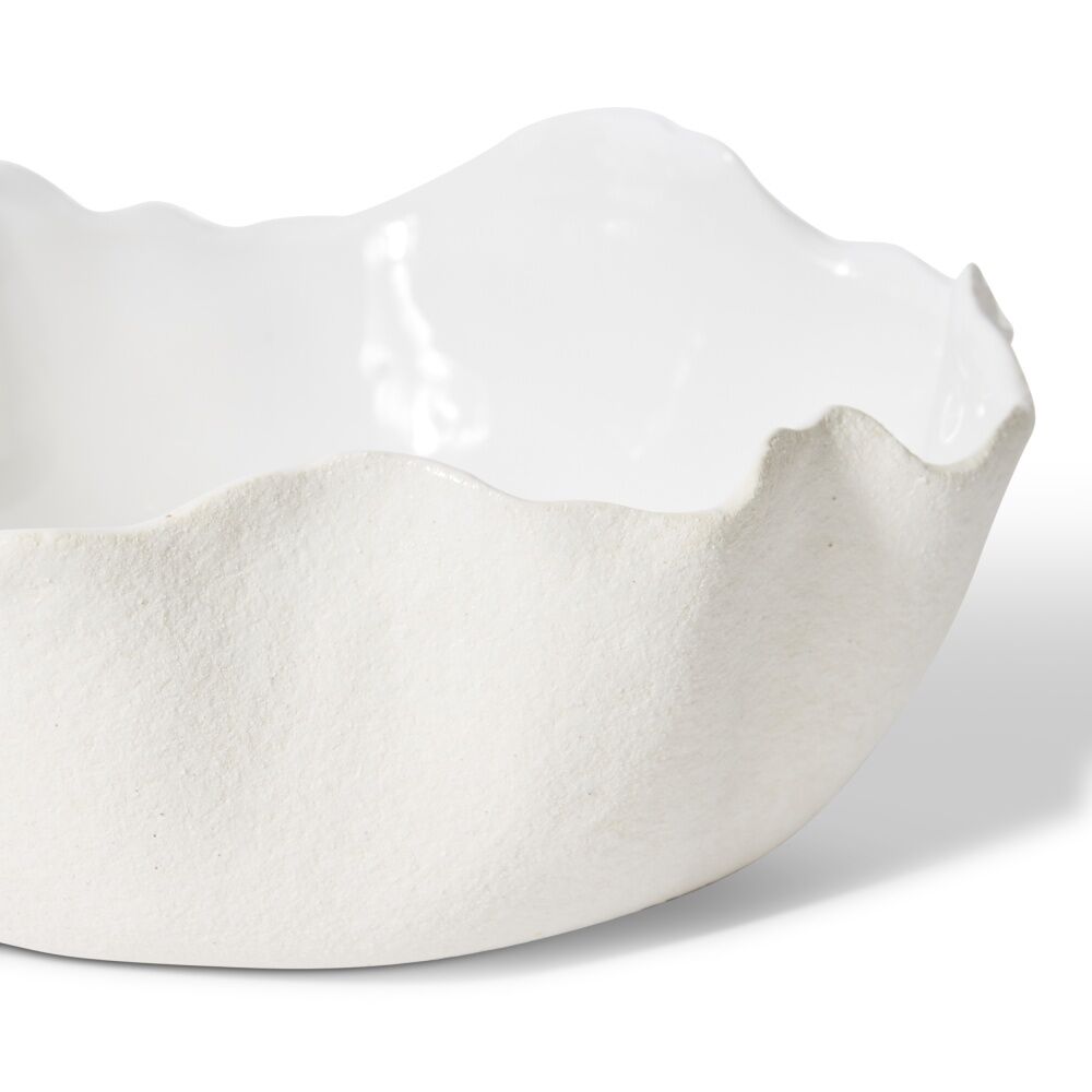 E Style Lucia Bowl Organic Ceramic Decorative Piece White 38x34x15cm