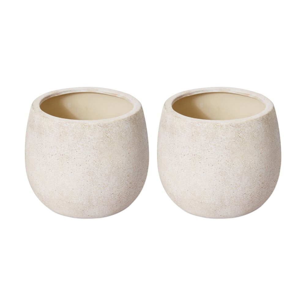 2PK E Style Olsen Pot Ceramic Stylish Decorative Piece Cream 14x14x12cm