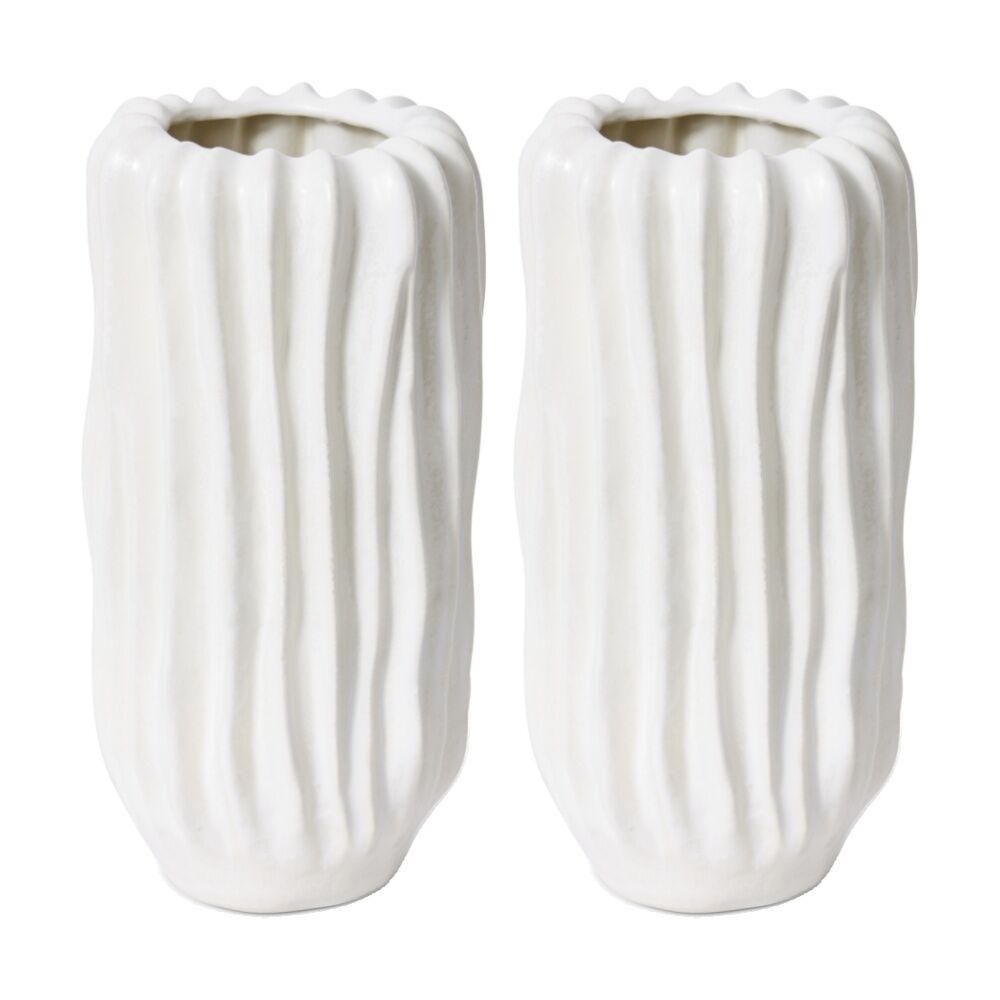 2PK E Style Alberto Tall Vase Ceramic Home Decor Accent Ivory 15x15x31cm