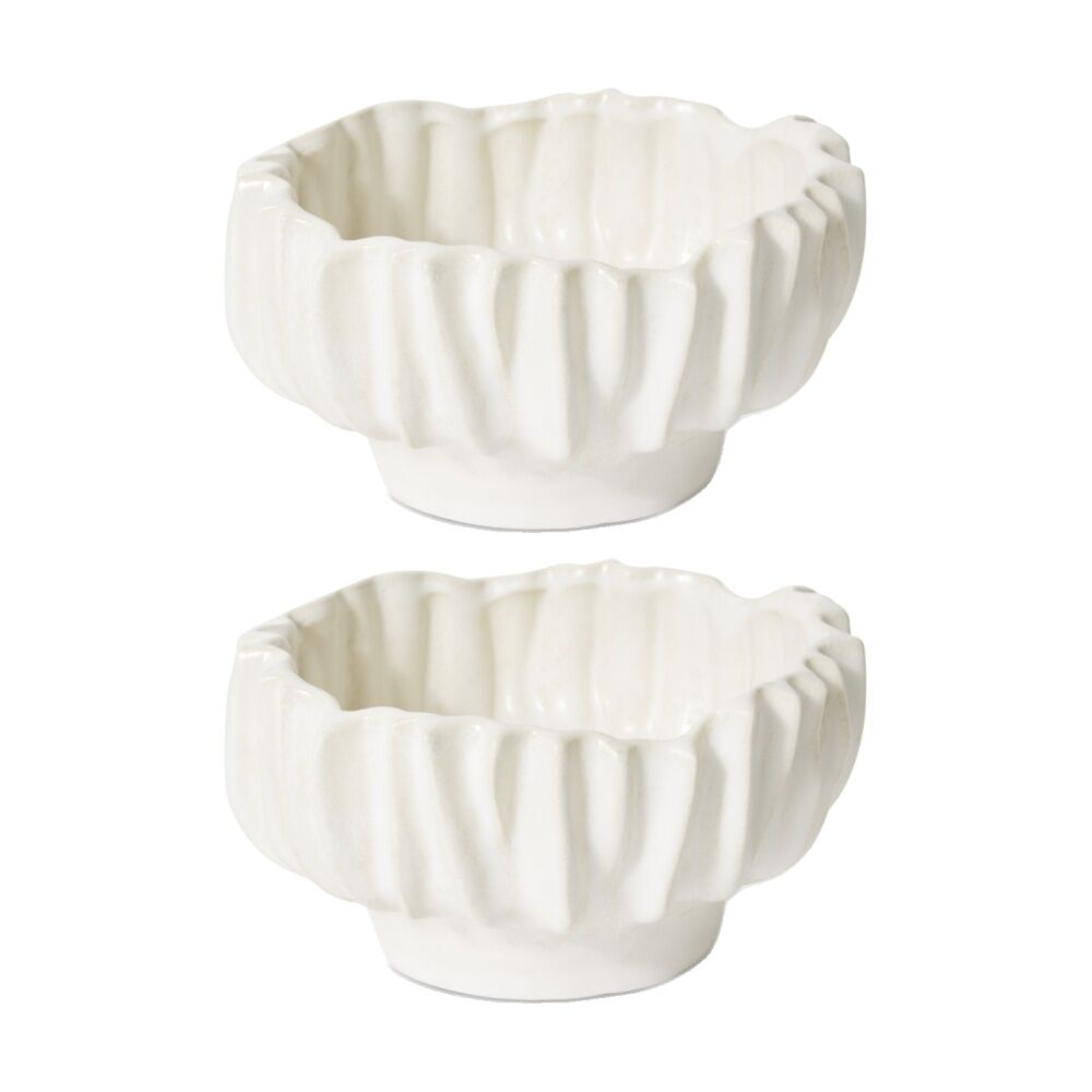 2PK E Style Alberto Bowl Ceramic Decorative Centrepiece Ivory 21x20x12cm