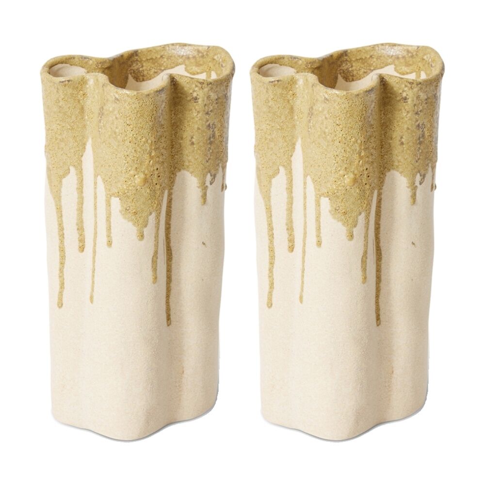 2PK E Style Brenya Vase Ceramic Home Decor Centrepiece Stone 13x10x26cm