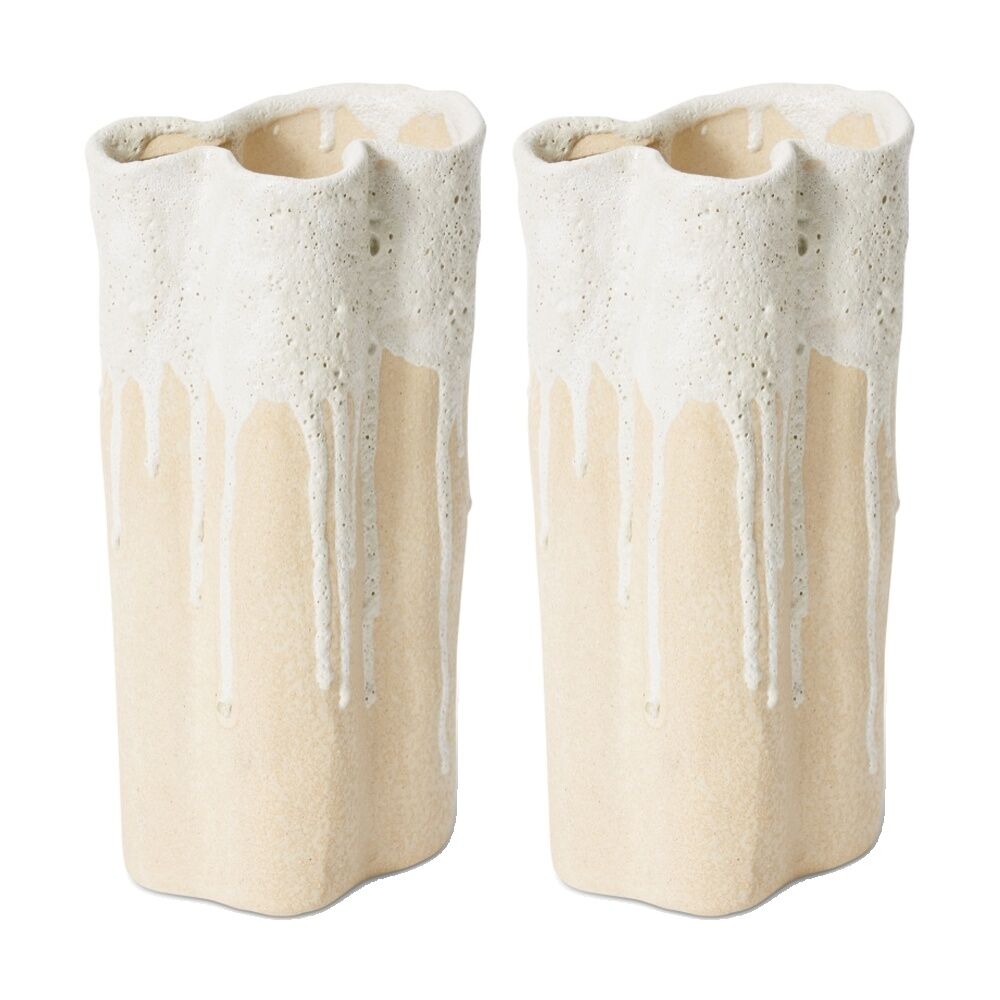 2PK E Style Brenya Vase Ceramic Home Decor Centrepiece White 13x10x26cm