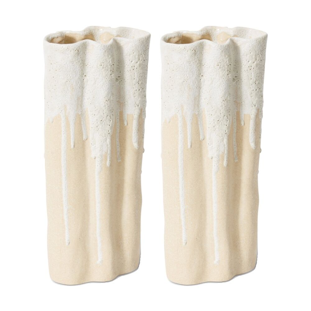 2PK E Style Brenya Vase Ceramic Home Decor Centrepiece White 12x10x30cm
