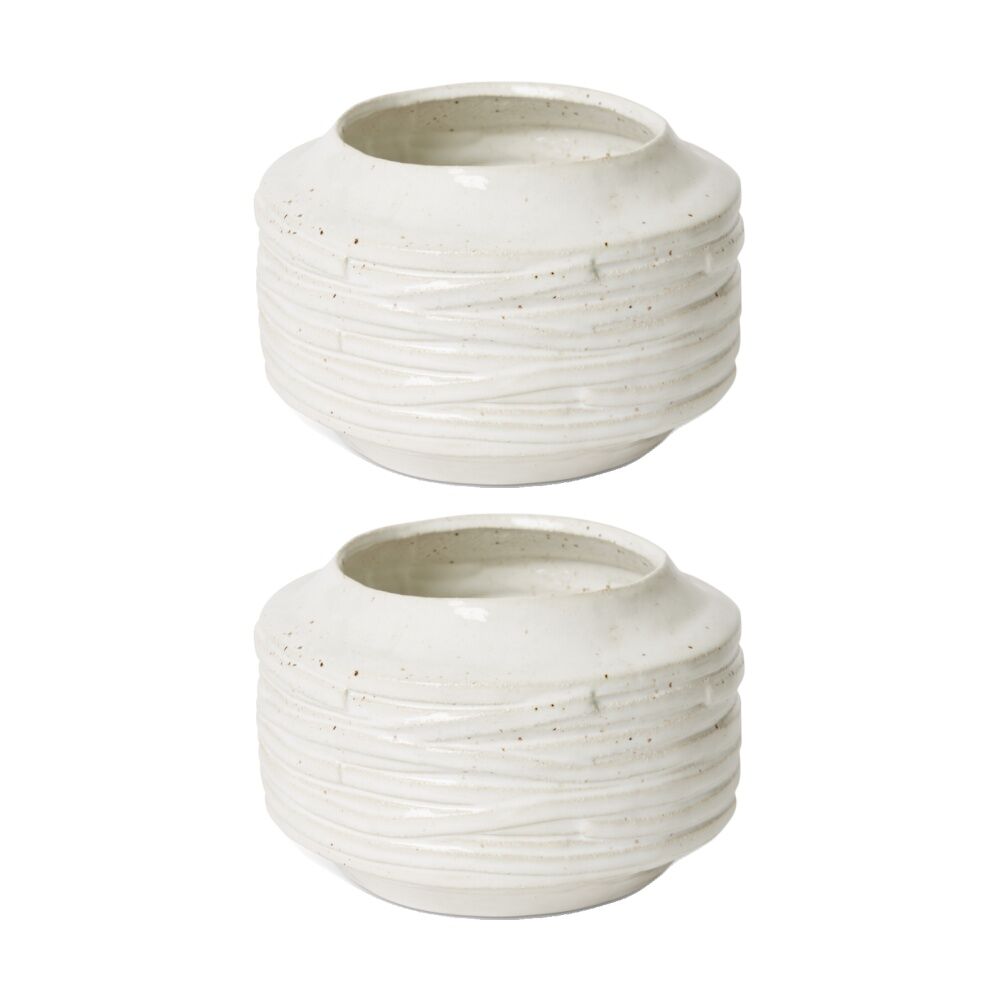 2PK E Style Ellema Pot Ceramic Minimalist Home Decor White 24x24x16cm