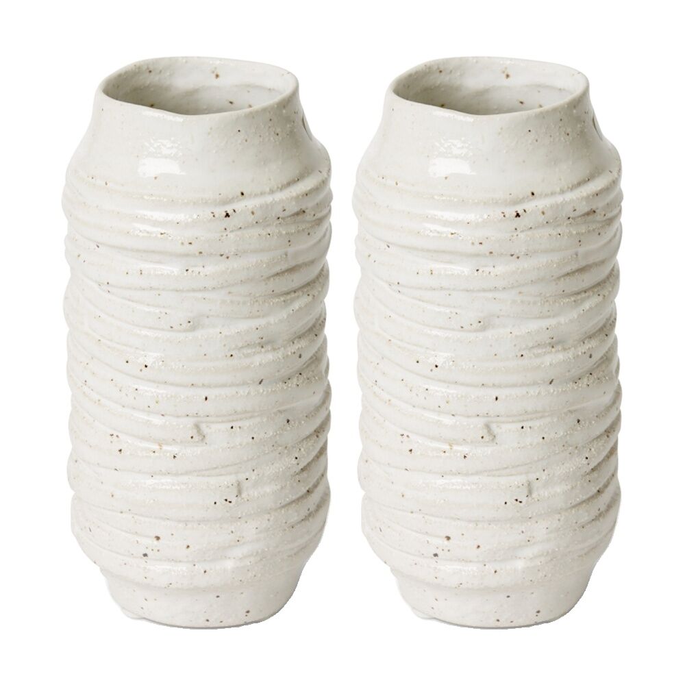 2PK E Style Ellema Vase Ceramic Minimalist Home Decor White 11x11x22cm