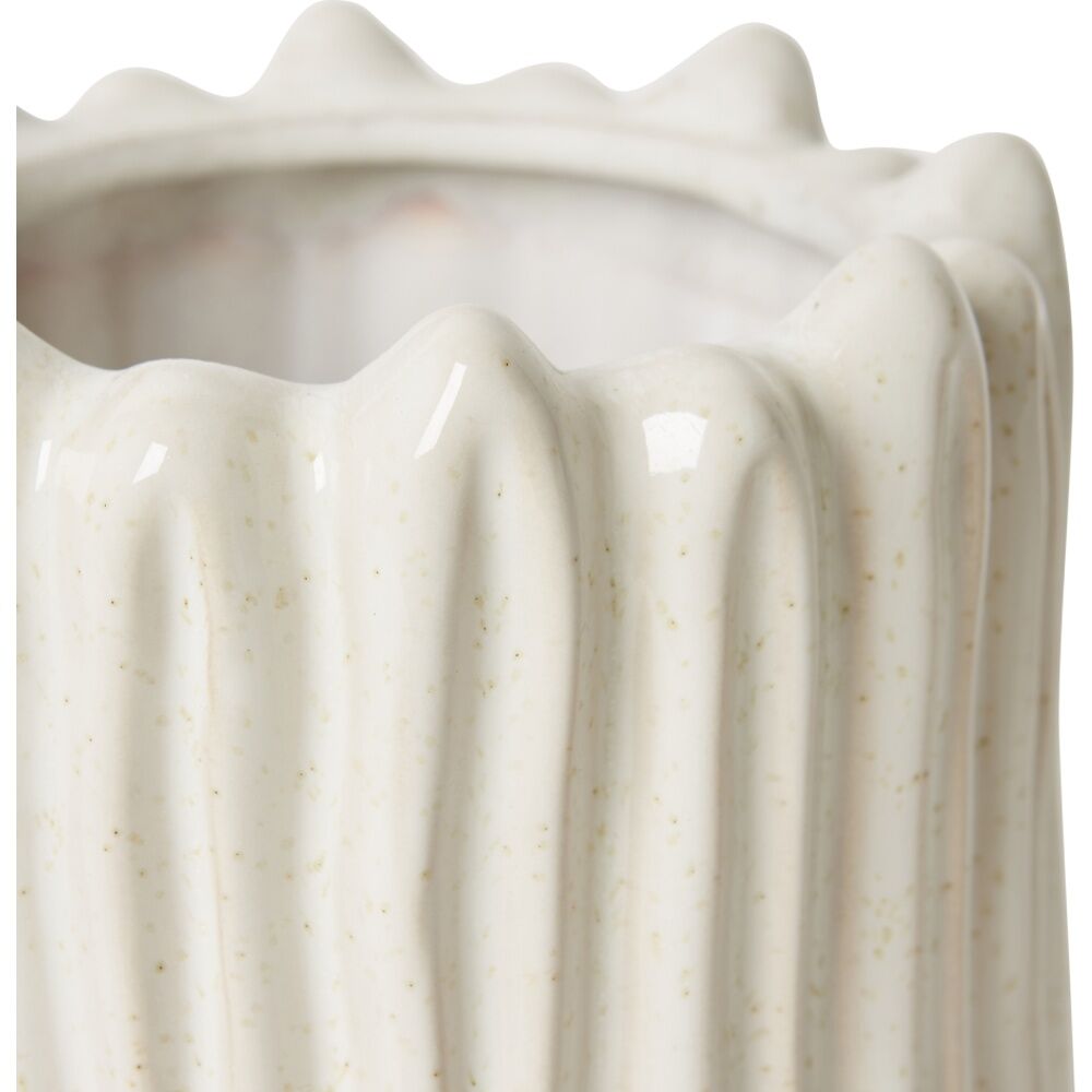 2PK E Style Imo Pot Organic Ceramic Textured Decorative Piece White 15x15x14cm