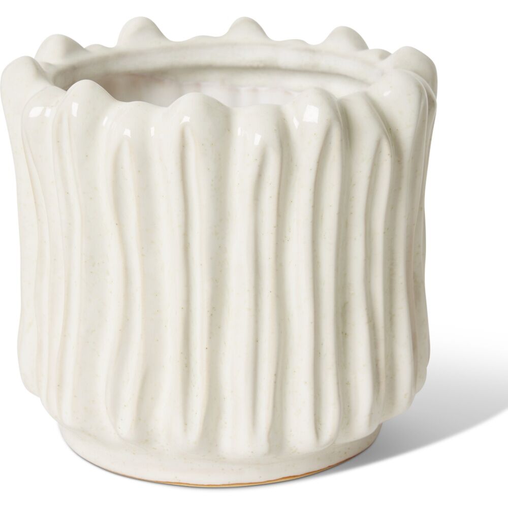 2PK E Style Imo Pot Organic Ceramic Textured Decorative Piece White 20x20x19cm