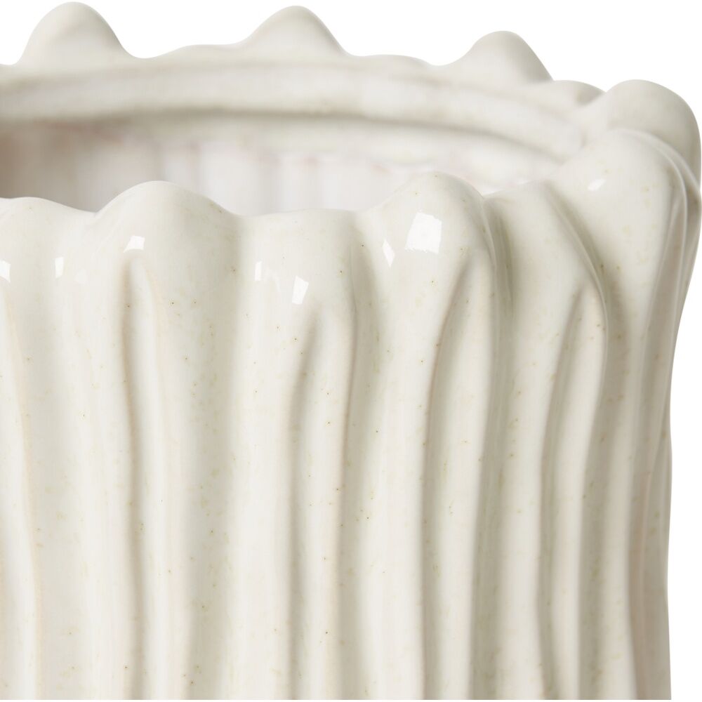 2PK E Style Imo Pot Organic Ceramic Textured Decorative Piece White 20x20x19cm