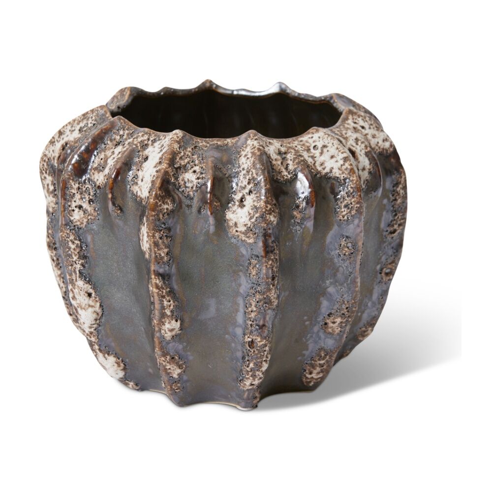 2PK E Style Kijani Ceramic Pot Elegant Decorative Planter Brown 19x18x14cm