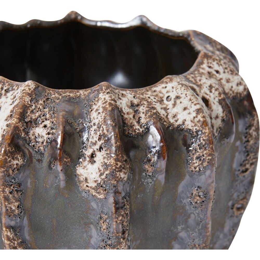 2PK E Style Kijani Ceramic Pot Elegant Decorative Planter Brown 19x18x14cm