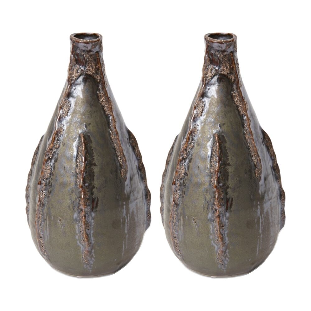 2PK E Style Kijani Ceramic Vase Decorative Vessel Brown 15x14x27cm