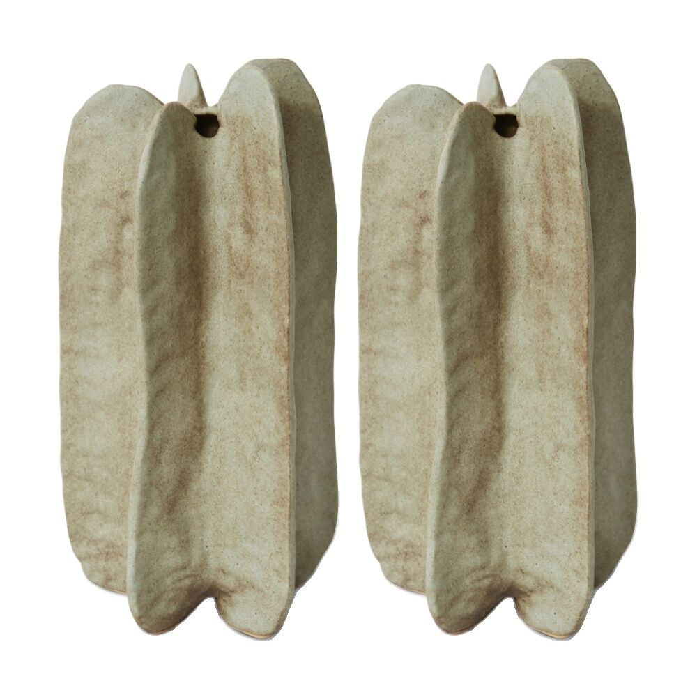 2PK E Style Bintou Ceramic Vase Decorative Centrepiece Mint Brown 15x15x33cm