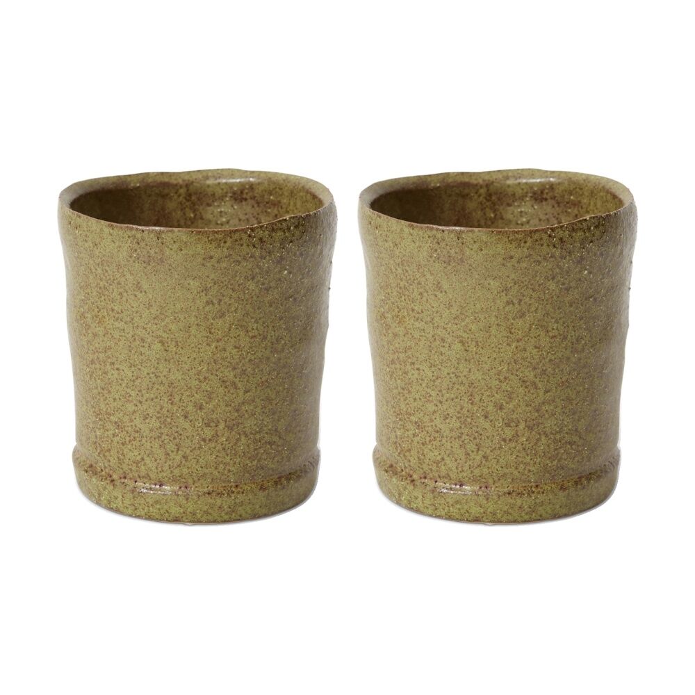 2PK E Style Rael Ceramic Pot Decorative Elegant Planter Green 14x14x15cm