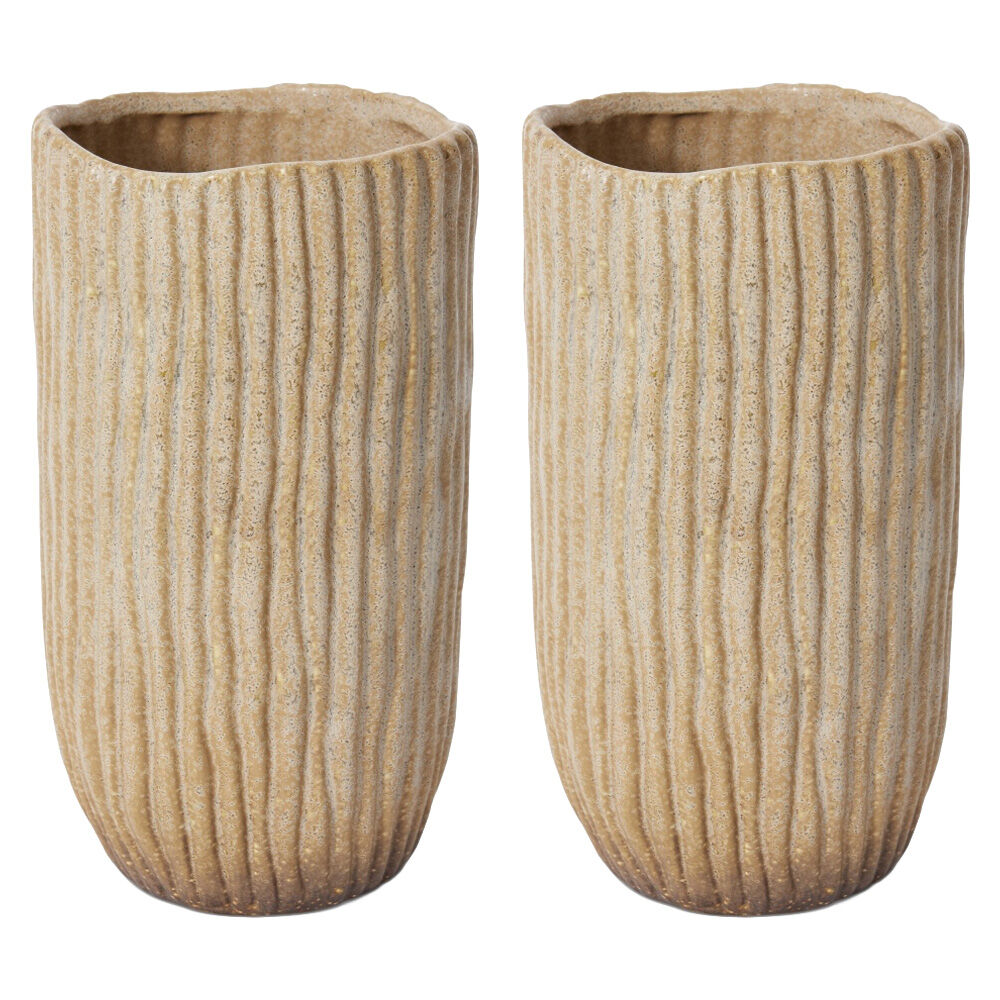2PK E Style Jonas Ceramic Vase Textured Interior Decor Mixed 14x14x26cm
